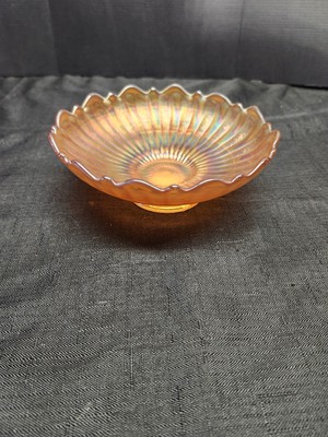 VTG Fenton Marigold Carnival Glass Compote Dish Stippled Rays Iridescent 2 x 6 