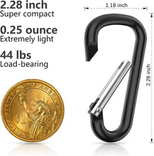 Mini Carabiner Clips 2.28" Aluminum Keychain Hooks w/ Rings 20 Pack