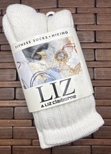 RARE VINTAGE White LIZ Liz Claiborne Fitness Hiking Socks 9-11 Cotton Blend