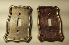 TWO American Tack and Hardware Co Zinc Metal Light Switch Plates 1968 Vintage