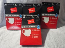 4 Boxes New Hanes Face Masks Cloth White Washable Reusable One Size Soft
