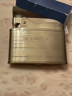 Lighter Labatts Gold Tone Unfired But Unsure If Working Vintage In Box