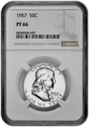1957 50C Proof Silver Franklin Half Dollar NGC Graded PF 66 White Coin