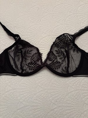 Simone Perele Black Embroidered 36B Bra Underwired