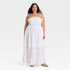 Women Cotton Maxi Pullover Sundress - Universal Thread White 2X