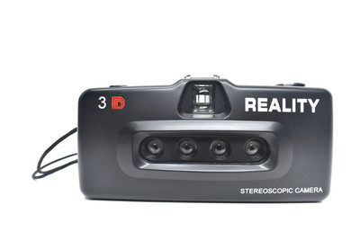 Reality 4-Objektive linsenförmige 3D stereoskopische analoge Kleinbildkamera schwarz getestet