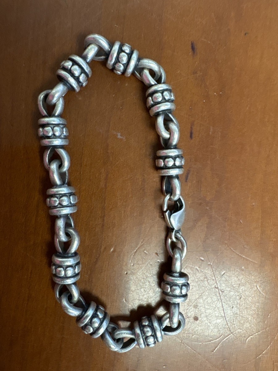 Retired James Avery Sterling Silver Beaded Link Bracelet 36.93G