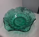 Fenton Emerald Teal Green Grapes & Vines Crimped Centerpiece Bowl 10"  Heavy — photo 2