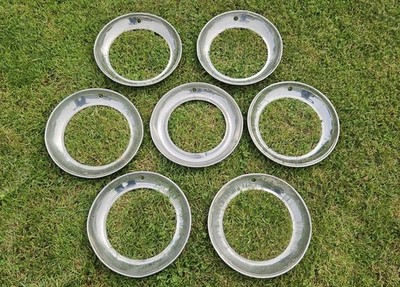 Lot of 7 Vintage Stainless Beauty Rings For 15'' Wheels Set 4 Trim Rims 