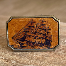 BTS Solid Cast Brass Nautical Ship Belt Buckle Western Rectangular 1.5in