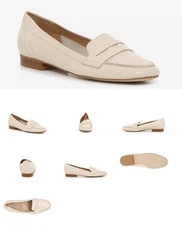Coach And Four Dana Loafers Cream Leather Upper Slip-On Style Size 8 Italian 