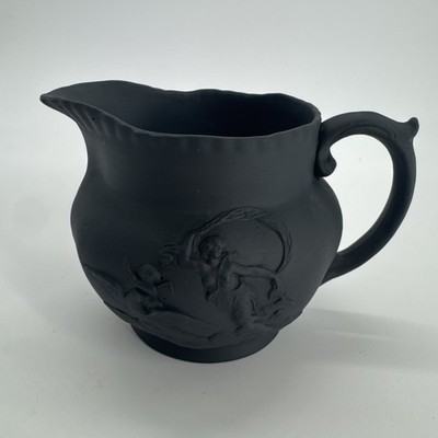 ADAMS ESTBD 1657 Black Basalt Jasper Ware Neoclassical Dairy Creamer Made In UK