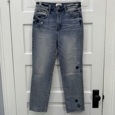 Driftwood Meg Women s 26 Star Embroidered High Rise Skinny Crop Jeans