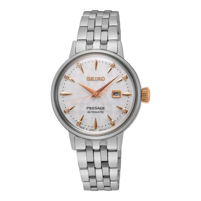 Reloj para mujer Seiko Presage SRE009J1 Cocktail Time automático dorado | esfera plateada