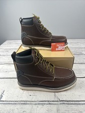 NINGO 6" Men Moc Toe Work Boot Soft Toe Steel Shank Leather Lace Up Safety Shoe