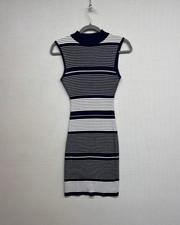 LU NYC Striped Rib Knit Sleeveless Dress Size: L