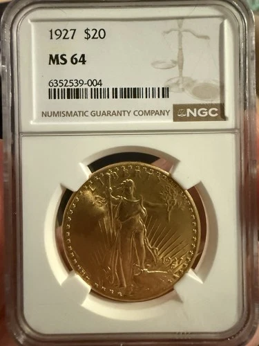 1927 $20 Gold Saint Gaudens American Double Eagle Coin NGC MS64