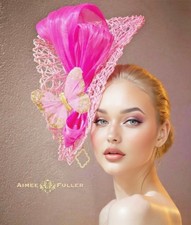 Kentucky Derby Hat Fascinator Royal Ascot Hat Gold Pink Butterflies Easter Hat