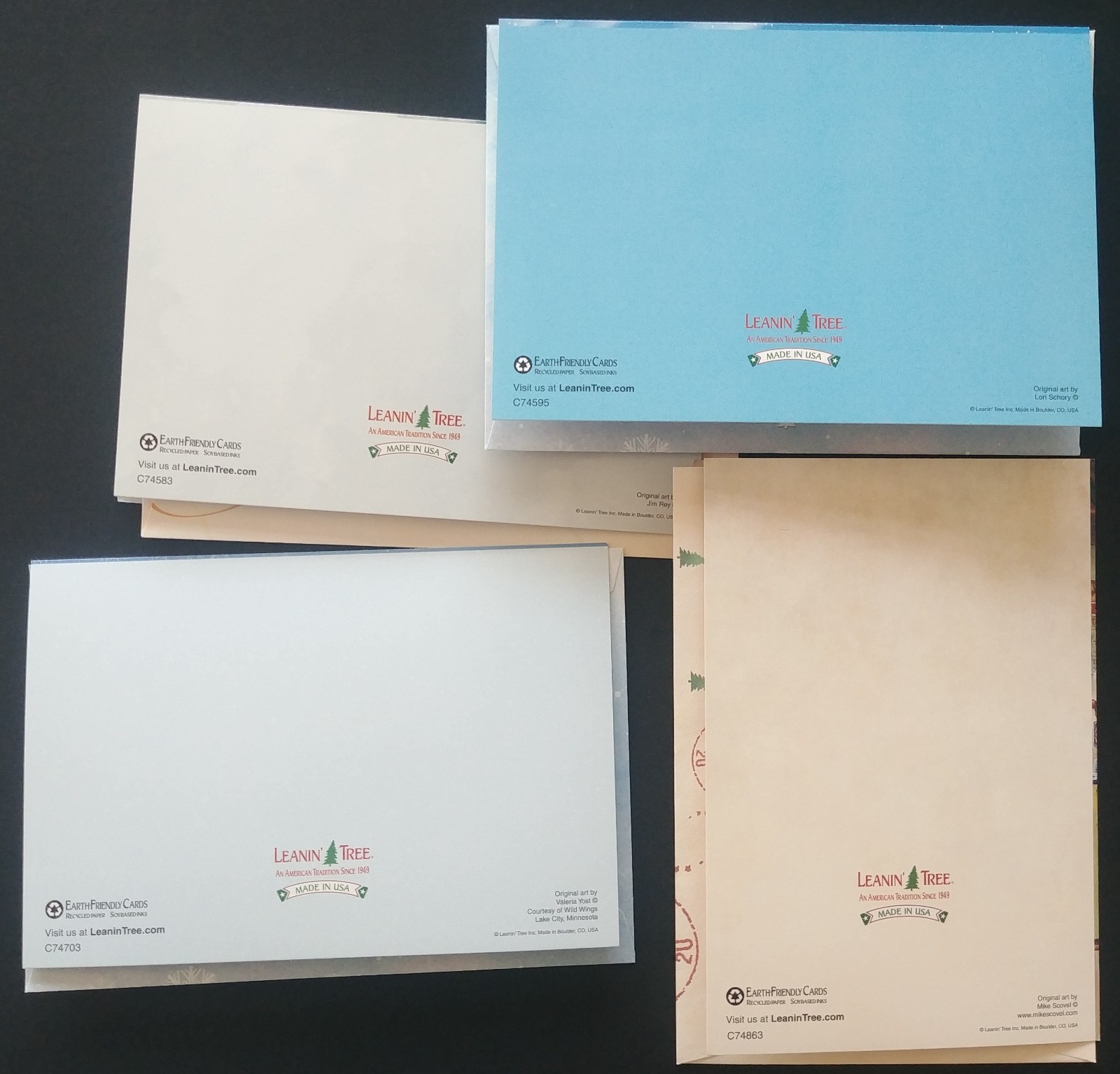 "Kooky Holiday (4) Leanin Tree Christmas, New Year Cards, New With (4) Envelopes