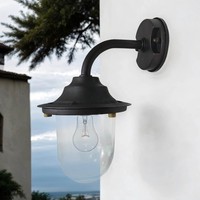 Wandleuchte AußEn E27 Messing Glas IP64 H: 30 Cm Schwarz Antik Lampe Laterne