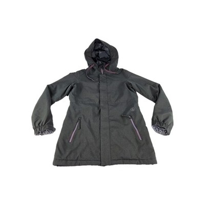 Volcom 10kmm Long Jacket Size M Womens Black Hoodie Ski Snowboard Jackets 