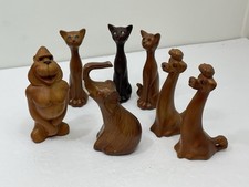 Vintage MCM Lot of 7 Plastic Celluloid Animal Figurines 5.5 Cats Poodles More