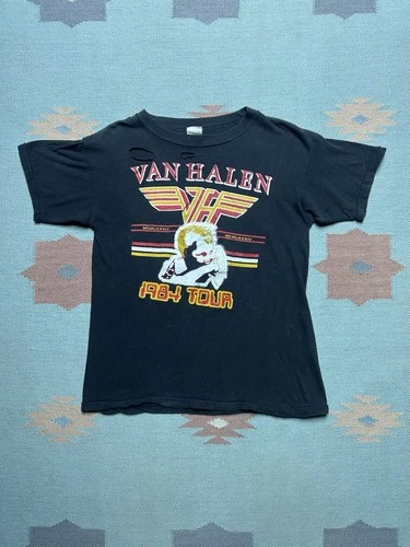 80s graphic t shirt Van Halen tour concert band 1980s vintage concert t-shirt, vintage, size M, single stitch, B+ condition
