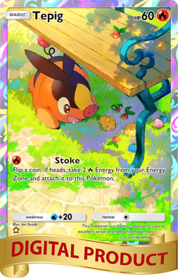 pokemon tcg pocket cards that attach energy Pokemon Pocket TCG Card Full Art 1 Star Tepig Pulsing Aura DIGITAL