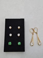 Gold Plated Sterling Silver Earrings Cubic Zirconia 925 Stud Drop Job Lot Bundle