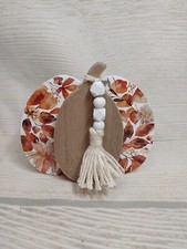 New Fall Floral Pumpkin 3D Beads Wood Sign Farmhouse Decor Autumn Thanksgiving