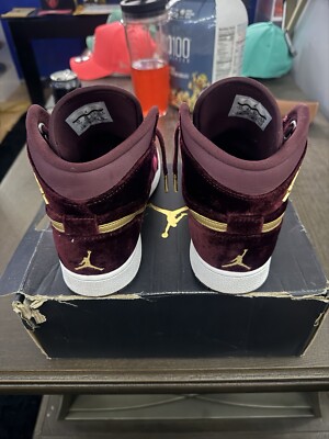 🔥2016 AIR JORDAN 1 HEIRESS GG 'VELVET 832596 640 GOLD RED VELVET