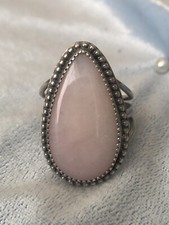 Handcrafted Natural Pink Opal Ring, Sterling, Size 7-1/2