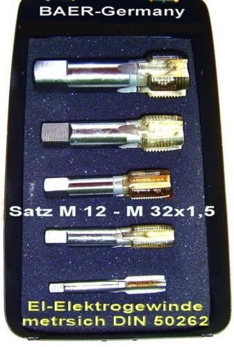 Gewindebohrer Set BAER Bohrer M 12 - M 32 x 1,5 für Kabelverschraubung EN 50262 - Bild 1 von 1