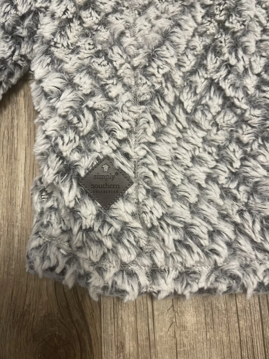 Size L SIMPLY SOUTHERN fuzzy sherpa teddy jacket gray and white eBay