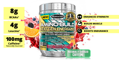 MuscleTech Amino Build Next Gen energetisierte BCAAs 2 PORTIONEN NUR PROBE ALLE BCAAs
