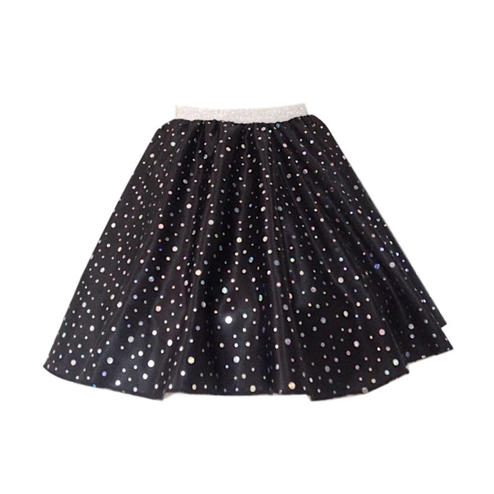 GIRLS SATIN Sequin Polka Dot Rock n Roll Dance COSTUME Circle Skirt FANCY DRESS - Image 2 of 2