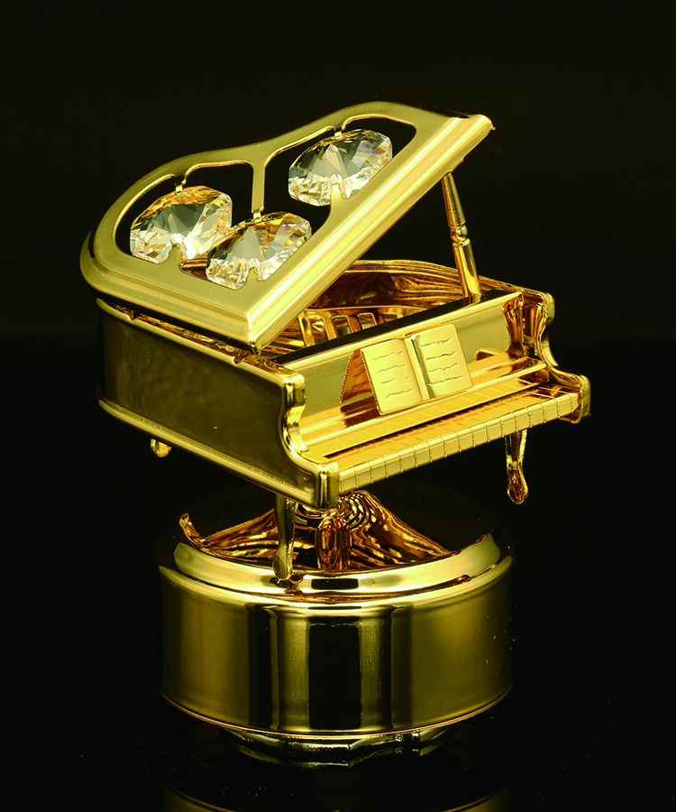 SWAROVSKI CRYSTAL STUDDED GRAND PIANO MECHANICAL MUSIC BOX