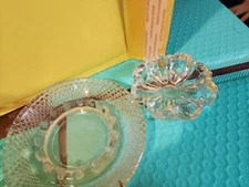 VINTAGE CLEAR GLASS ASHTRAY LOT OF 3 . Please read the description.