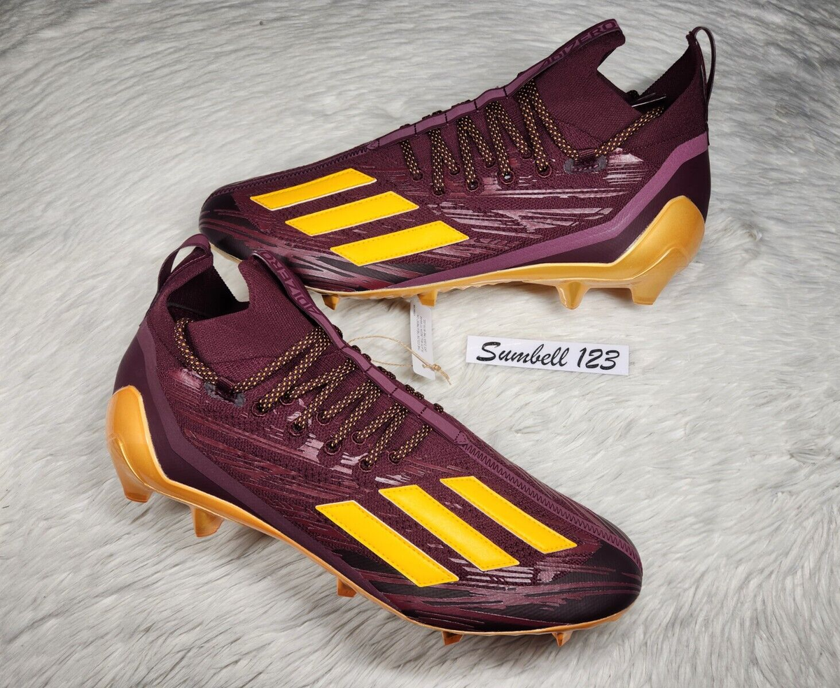 Adidas Adizero Primeknit Maroon Red Gold Football Cleats HP8746