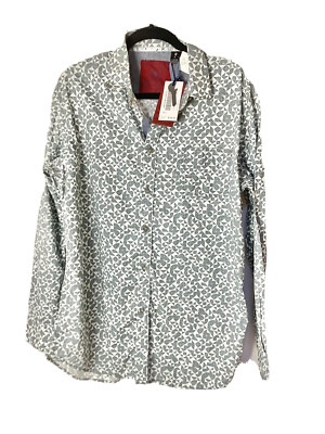 INDIGO STAR Young Men s Long Sleeve Green/White Geo Print  Shirt Sz L NWT $64.50