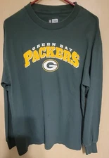 Green Bay Packers Long Sleeve Green Crewneck T Shirt Large NFL Team Apparel