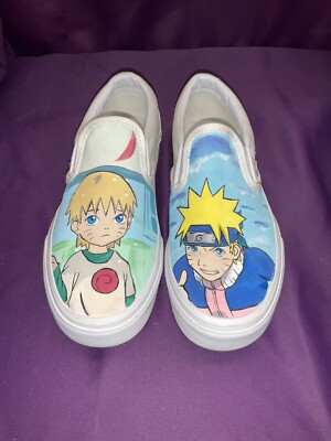 Naruto Hand Painted Custom Vans OFF The Wall Slip On, Mens 7.5/ Womens 9