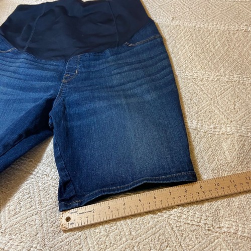 Isabel Maternity Shorts Womans Size 2 Blue Crossover Panel Bermuda Denim Jean - Picture 4 of 12