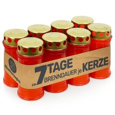 Grabkerze Grablicht Grableuchte rot mit 7 Tag...