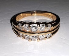 14K Yellow Gold Anniversary Ring with Two Rows of Natural Diamonds