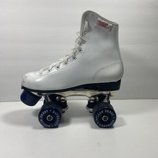 Vintage Roller Derby Roller Skates Womens Size 3 Leather High Top White w/ Blue