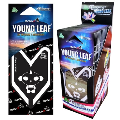 Treefrog Young Leaf Black Squash scent 24-Pack Black Panda JDM Car Air Freshener