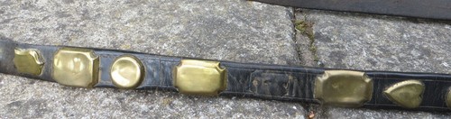Vintage Equestrian Shire Horse Leather Lead Rein With Brass Studs & Steel Chain - Picture 7 of 13