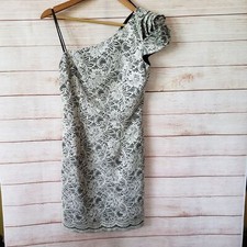 ABS by Allen Schwartz One Shoulder Cutout Floral Lace Mini Dress Women's Size 2