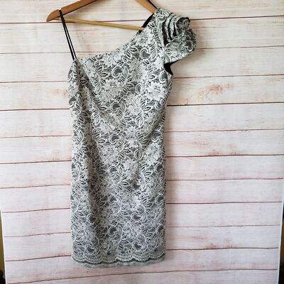 ABS by Allen Schwartz One Shoulder Cutout Floral Lace Mini Dress Women's Size 2